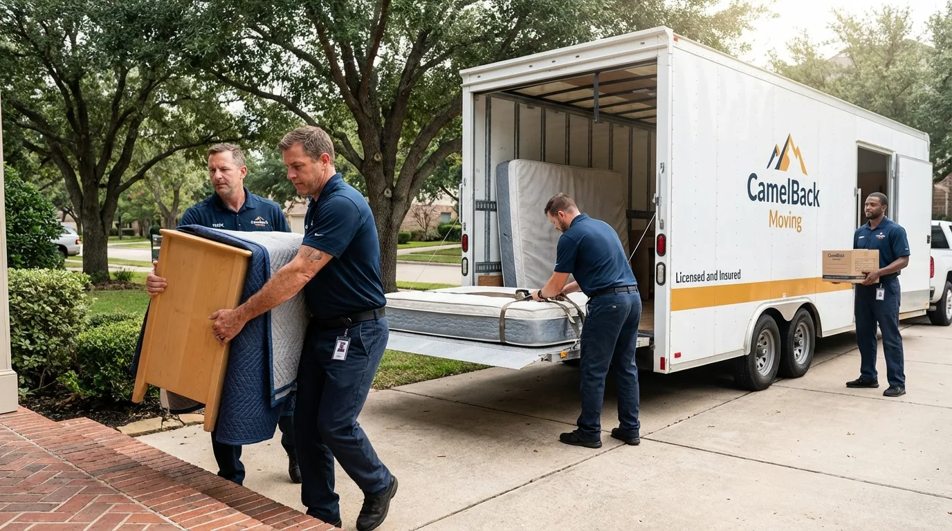 Crew loading residential truck for cross-state move from Park Rapids, MN